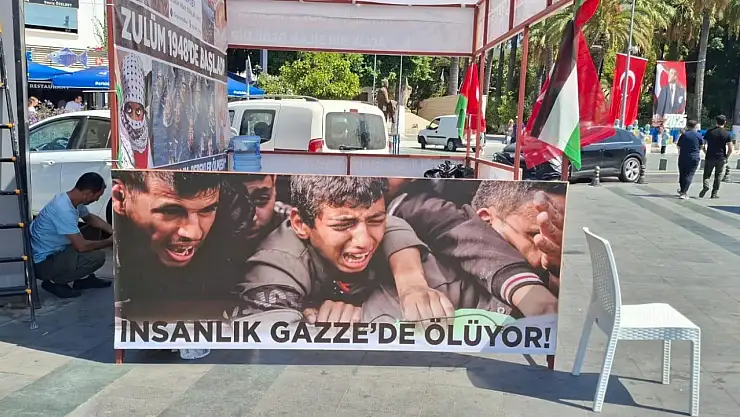 Bodrum çarşısında Gazze için vicdan nöbeti !