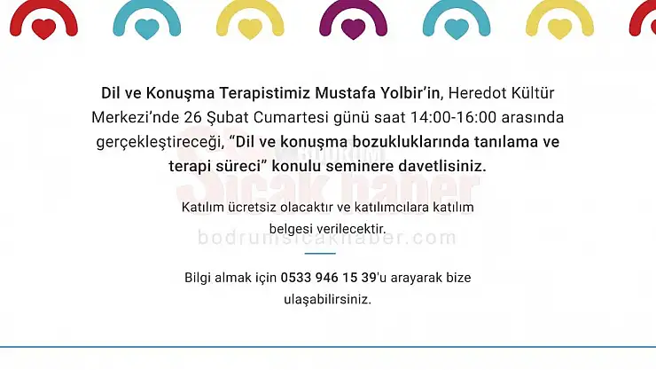 Bodrum Engelliler Sağlık Vakfı 'Dil ve Konuşma Terapi Süreci' Konulu Seminer Düzenliyor
