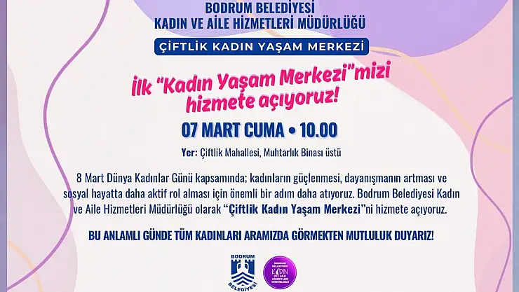 Bodrum'a İlk Kadın Yaşam Merkezi Açılıyor