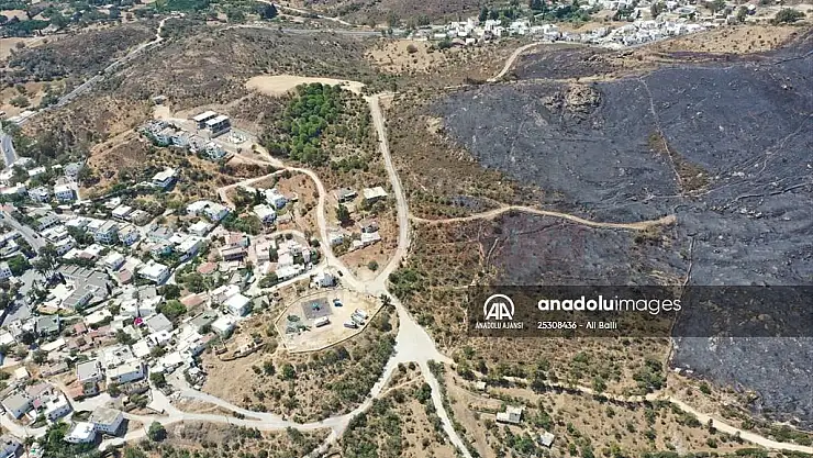 Bodrum'daki makilik ve otluk yangını havadan ve karadan müdahaleyle söndürüldü
