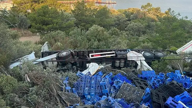 Devrilen Damaca Yüklü Tırın Sürücüsü Yaralandı