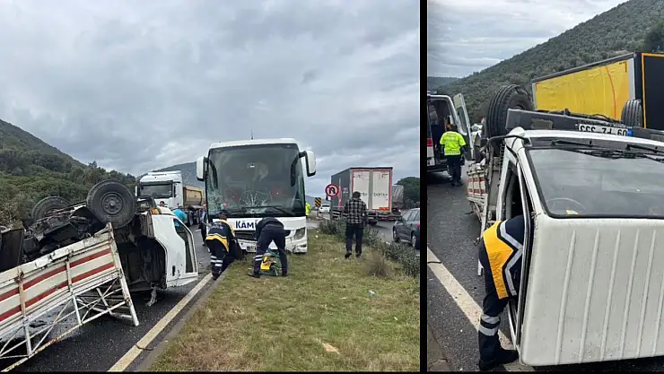 Kamyonet ve otobüs çarpıştı 2 yaralı