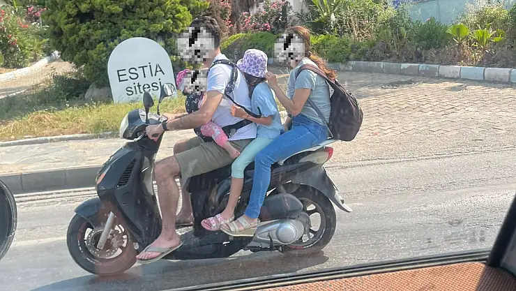 Hayatlarını Hiçe Saydılar! Motosiklette 4 Kişi!