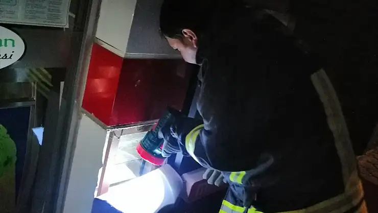 Süsleme direğinin içerisine düşen kedi yavrusu kurtarıldı