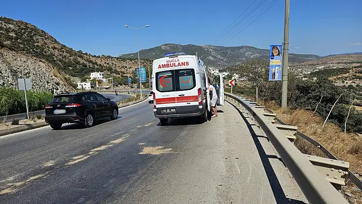 Virajı alamayan motosiklet sürücüsü kaza yaptı !