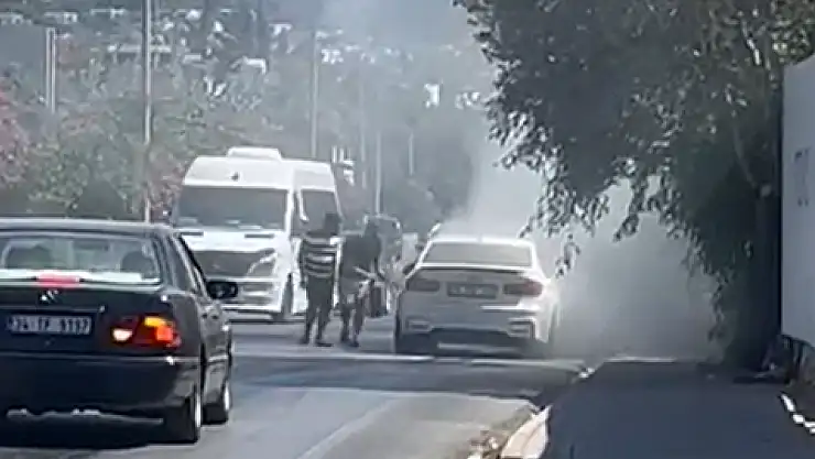 Yağ tankı parçalandı, araç alev aldı
