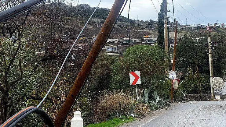 Yola Eğilen Telefon Direği Tehlike Saçıyor