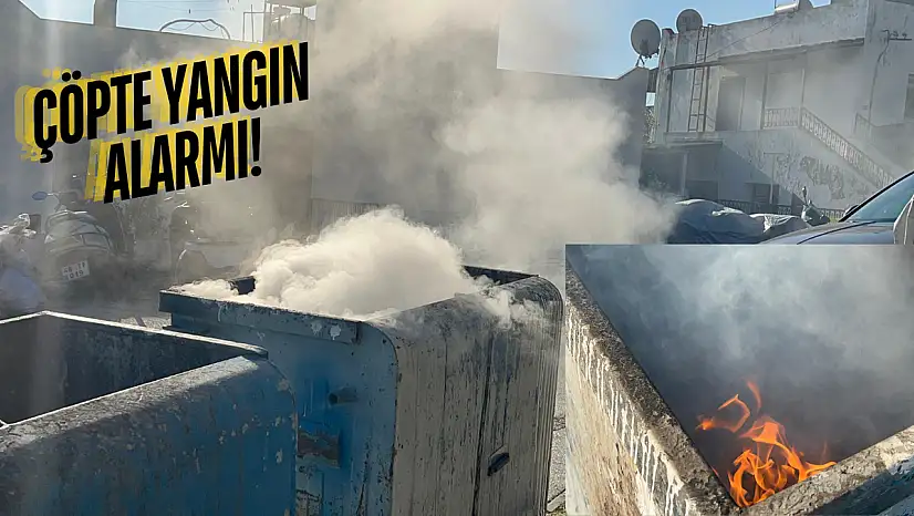 Gümbet Mahallesi'nde Çöp Konteynerinde Yangın Çıktı