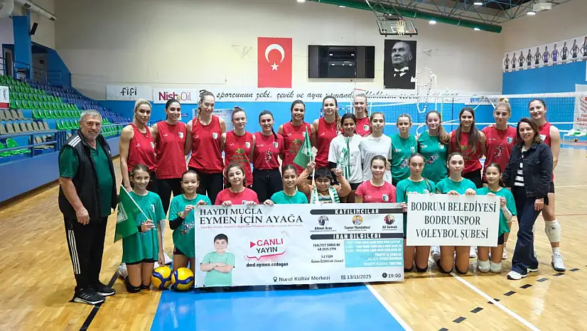Voleybolcular Eymen için sahada