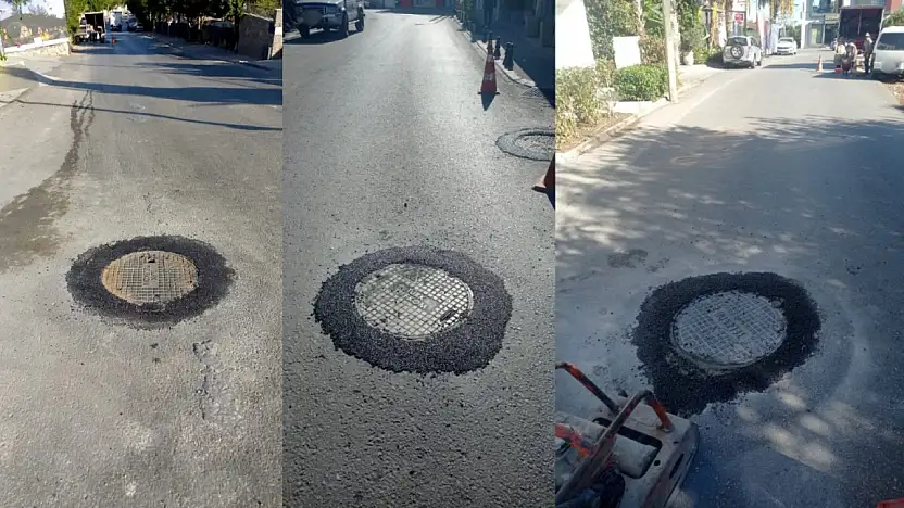 belediye ekipkerinden yollardaki bacalarda yükseltme çalışmaları