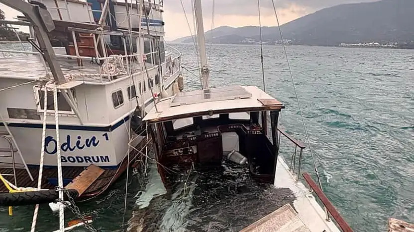 Bodrum'da fırtına Gümbet ve Torba'da tekneler battı