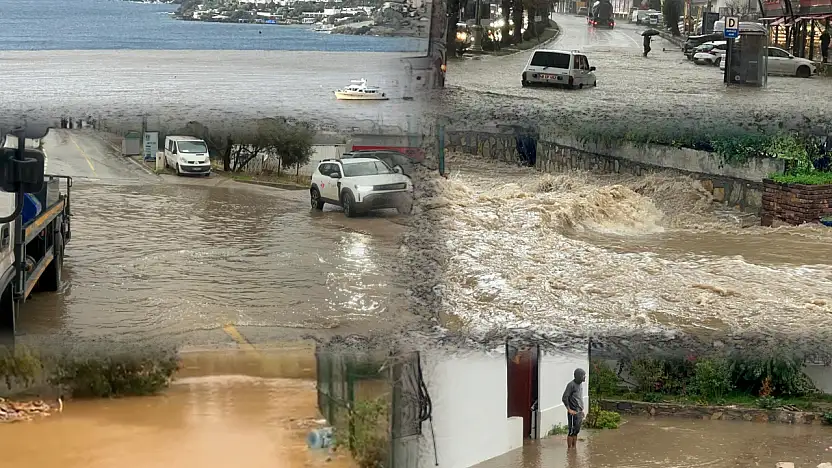 Bodrum sağanak yağmura teslim oldu