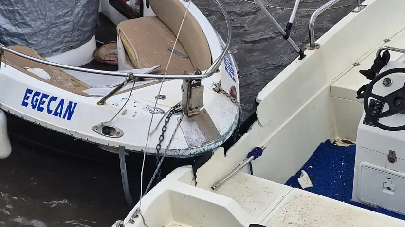 Fırtına etkili oldu 2 tekne çarpıştı