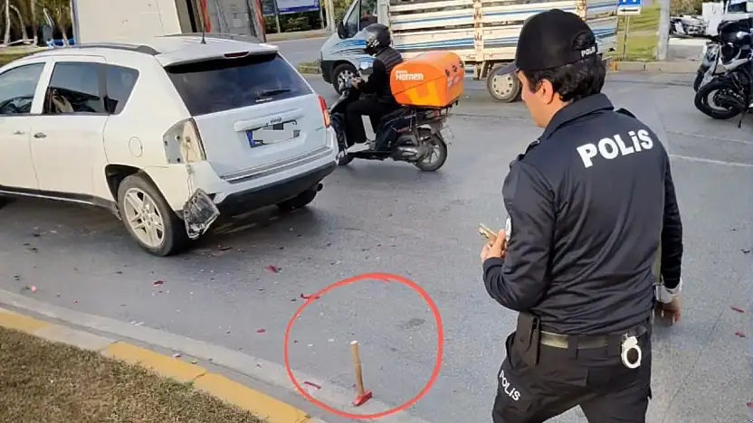 Gümbet Kavşağı'nda çekiçli saldırı