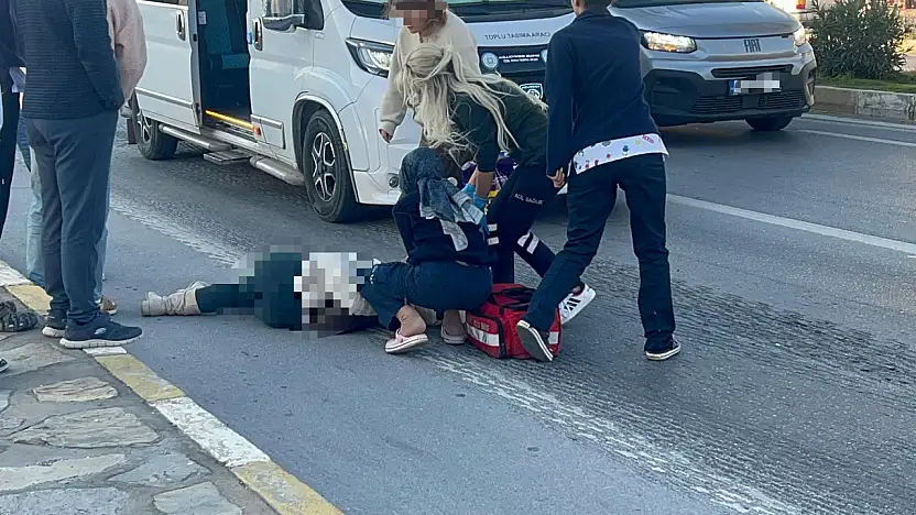 Karşıdan karşıya geçen yayaya motosiklet çarptı