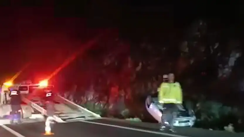 Kontrolden çıkan araç takla attı