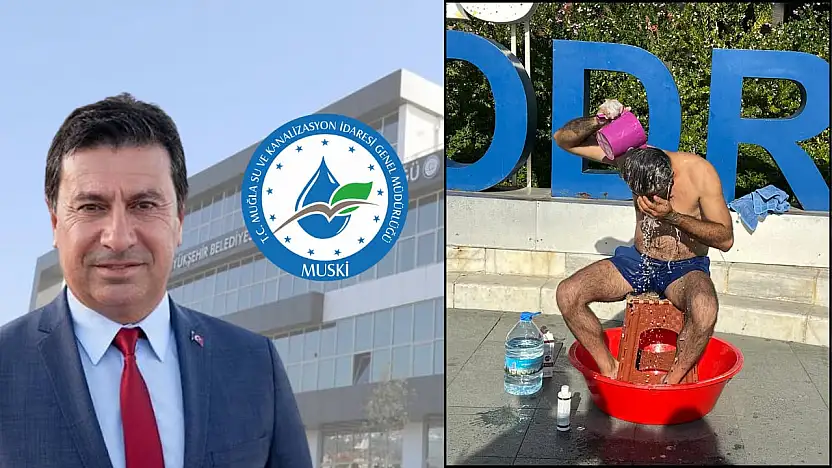 Vatandaş belediye önünde duş aldı, Aras jet hızıyla Bodrum'a geldi