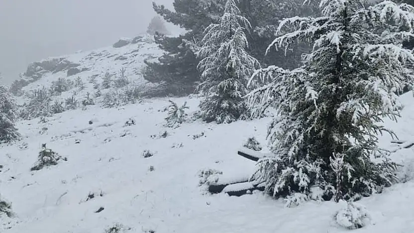 Yüksek rakımlı alanlarda kar etkisi kartpostallık manzaralar ortaya çıktı