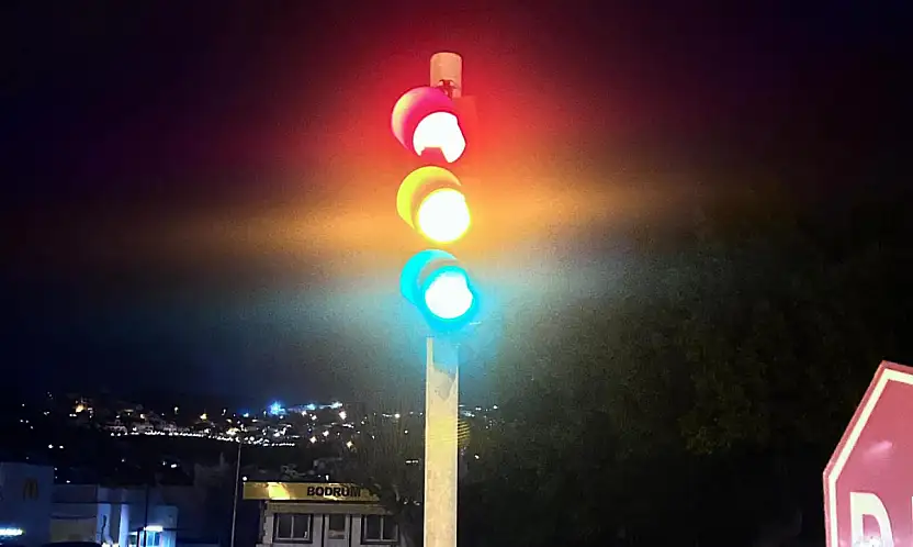 Bodrum'da kavşakta ışık karmaşası