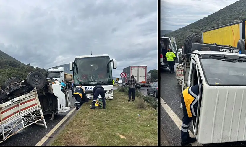 Kamyonet ve otobüs çarpıştı 2 yaralı