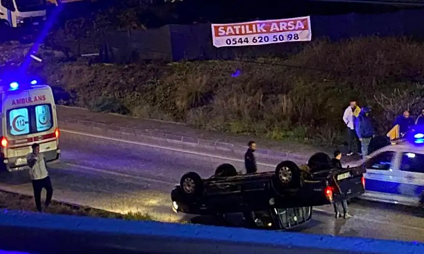 Turgutreis girişinde korkutan kaza araç takla attı